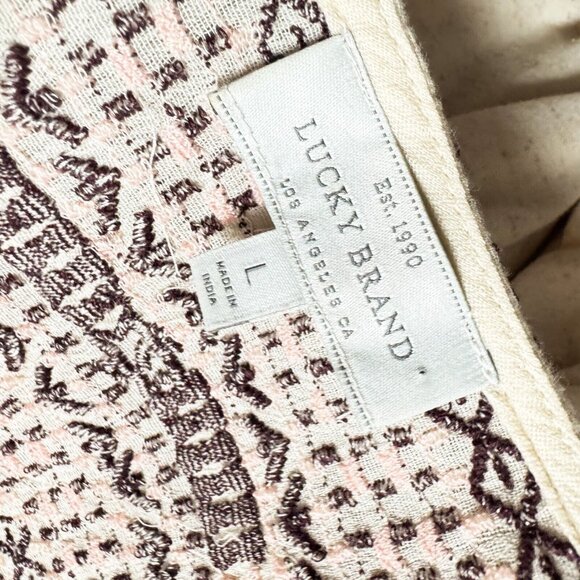 Lucky Brand Embroidered Long Sleeve Boho Top L - Picture 3 of 7